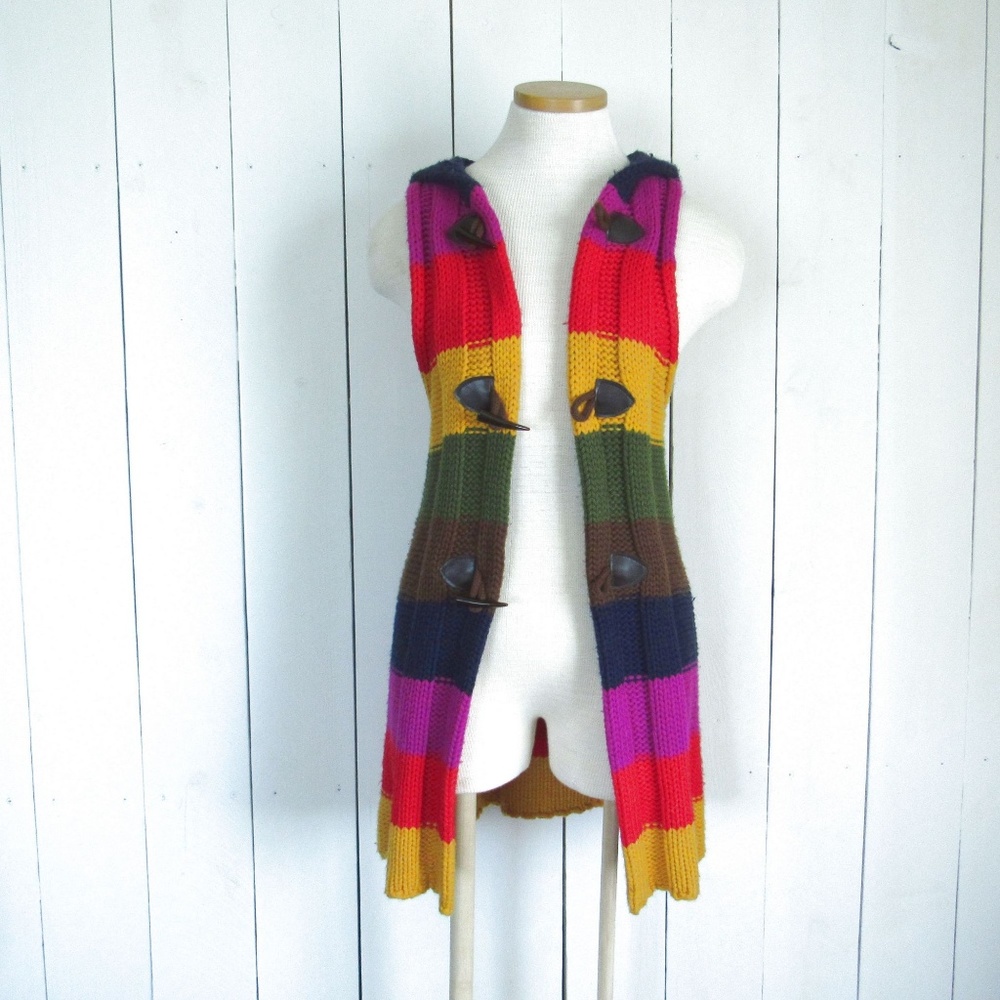 Forever 21 Hooded Sweater Coat Rainbow Festival L